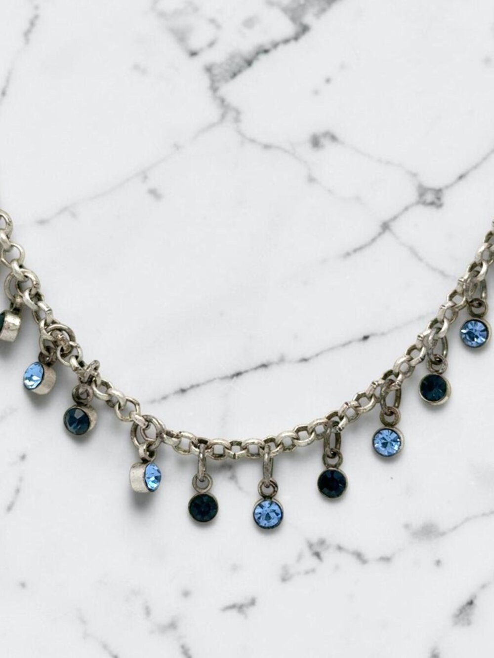 Lia Sophia Silver-Tone Light and Dark Blue Rhinestone Necklace